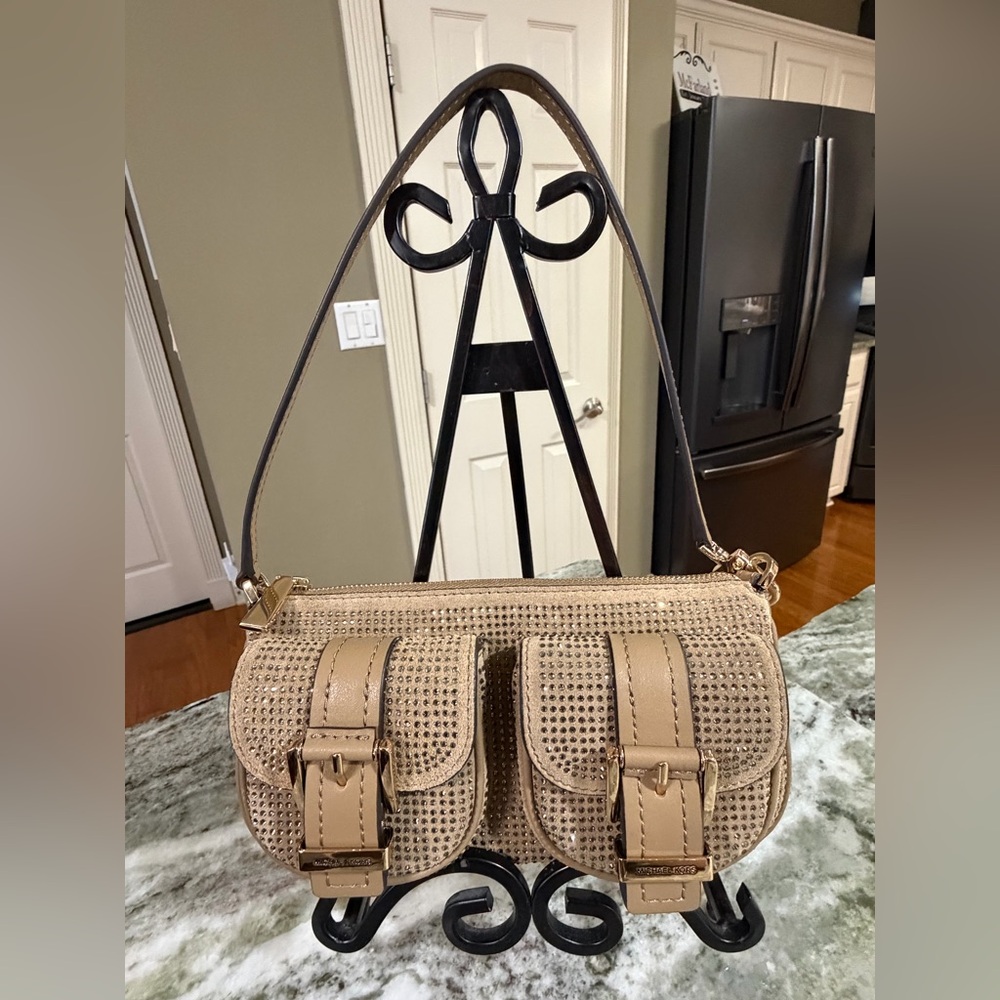 Michael Kors Zoe Small Rhinestoned Cargo Utility Shoulder Bag - Picture 1 of 6